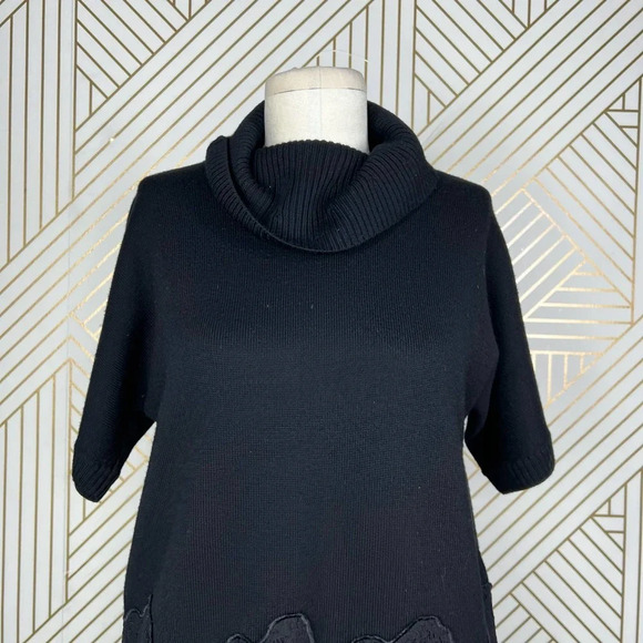 Ramy Brook Black Crochet Lace Hem Wool Turtleneck‎ Sweater Size US Medium - Picture 6 of 12